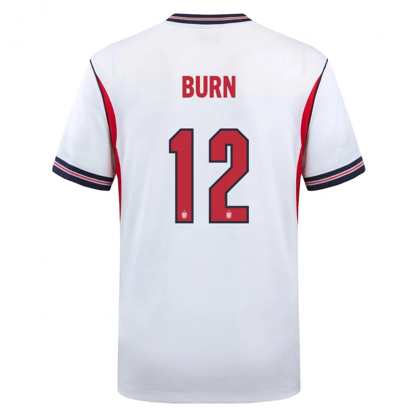 Danxen Hombre Camiseta Inglaterra Dan Burn #12 Blanco Marino Rojo 1ª Equipación 26-28 La Camisa
