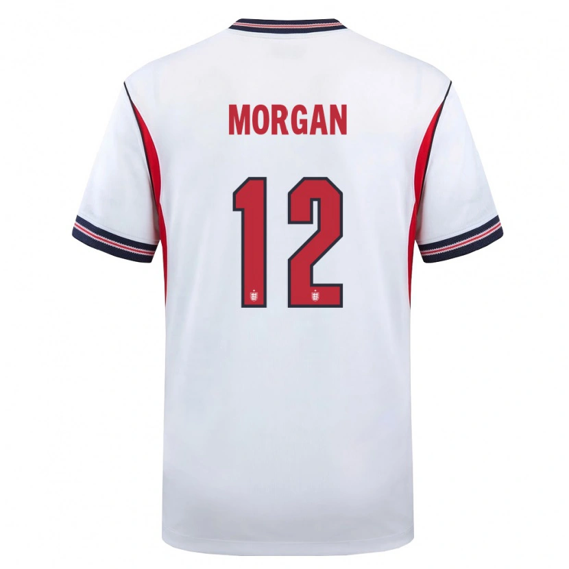 Danxen Hombre Camiseta Inglaterra Esme Morgan #12 Blanco Marino Rojo 1ª Equipación 26-28 La Camisa