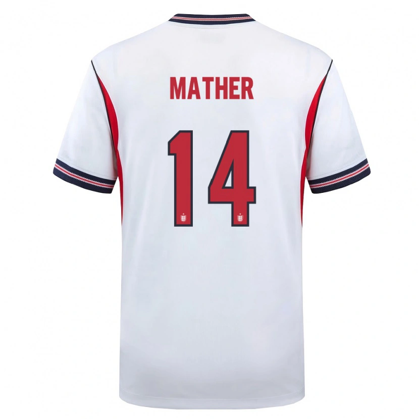Danxen Hombre Camiseta Inglaterra Sam Mather #14 Blanco Marino Rojo 1ª Equipación 26-28 La Camisa