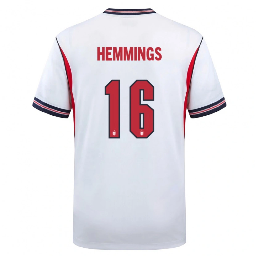 Danxen Hombre Camiseta Inglaterra George Hemmings #16 Blanco Marino Rojo 1ª Equipación 26-28 La Camisa