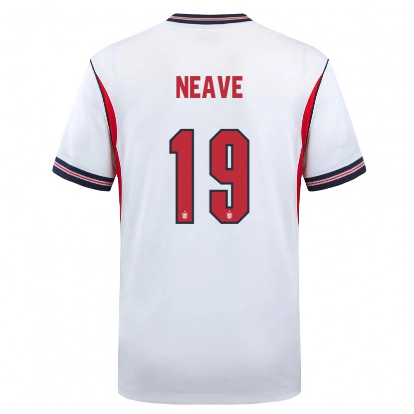 Danxen Hombre Camiseta Inglaterra Sean Neave #19 Blanco Marino Rojo 1ª Equipación 26-28 La Camisa