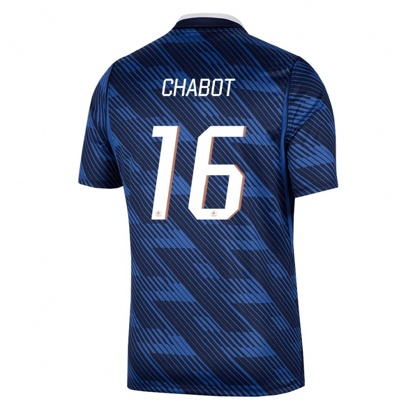 Danxen Hombre Camiseta Francia Max-Edgar Chabot #16 Marino Azul Blanco 1ª Equipación 26-28 La Camisa