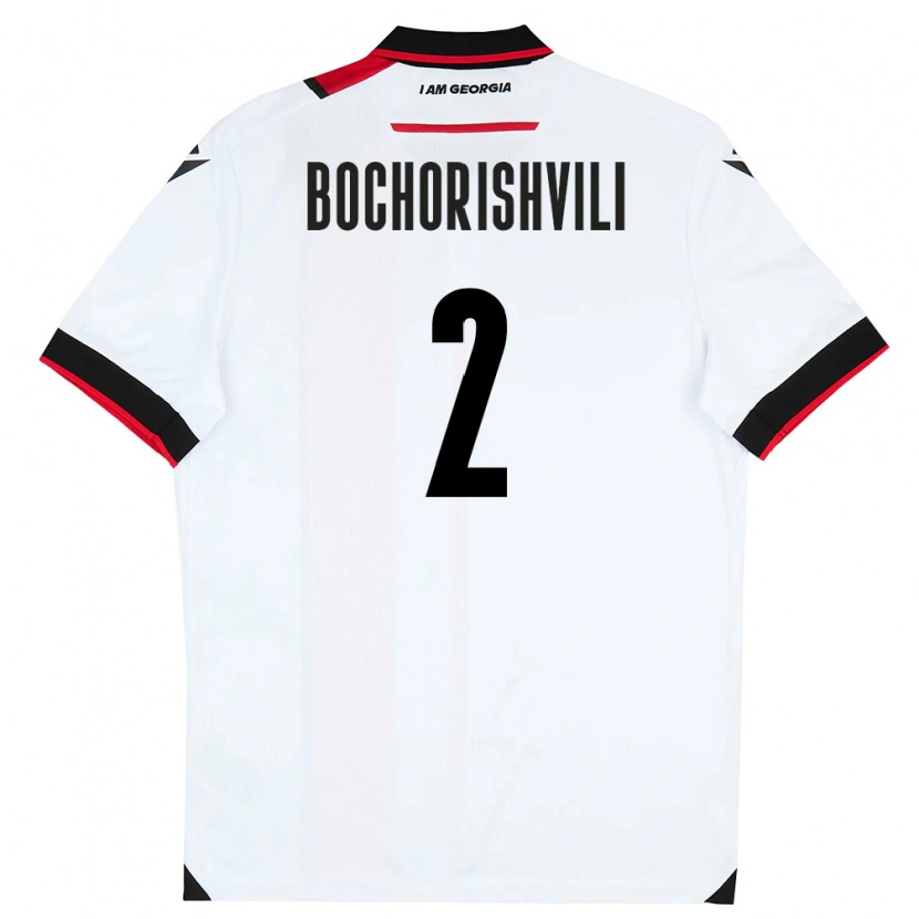 Danxen Hombre Camiseta Georgia Nikoloz Bochorishvili #2 Blanco Negro Rojo 1ª Equipación 26-28 La Camisa