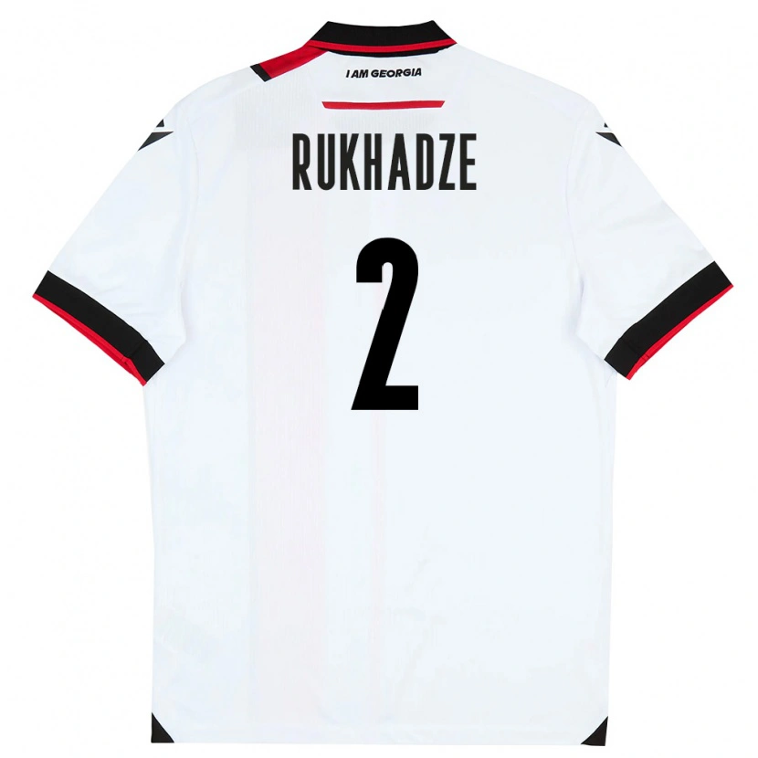 Danxen Hombre Camiseta Georgia Zurab Rukhadze #2 Blanco Negro Rojo 1ª Equipación 26-28 La Camisa