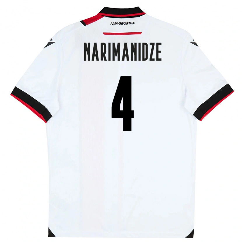 Danxen Hombre Camiseta Georgia Aleksandre Narimanidze #4 Blanco Negro Rojo 1ª Equipación 26-28 La Camisa