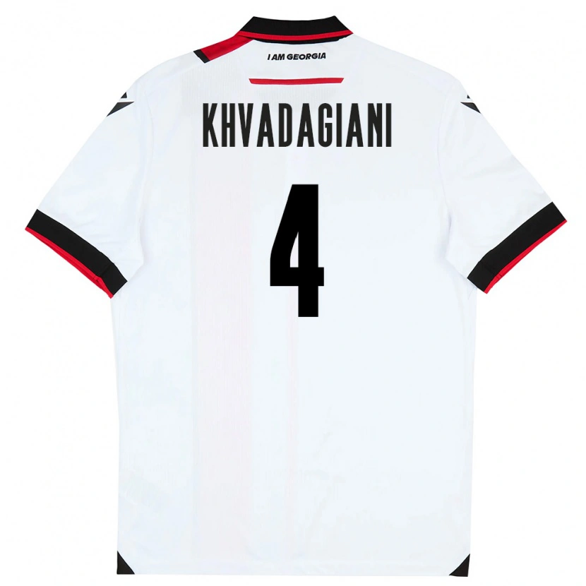 Danxen Hombre Camiseta Georgia Saba Khvadagiani #4 Blanco Negro Rojo 1ª Equipación 26-28 La Camisa