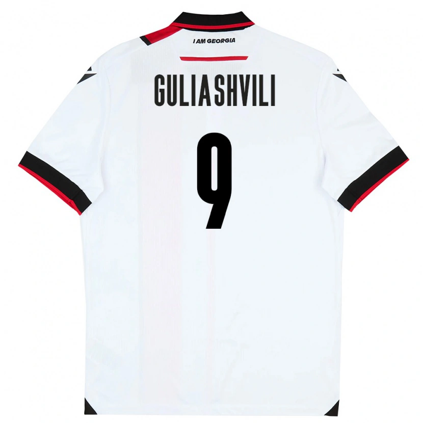 Danxen Hombre Camiseta Georgia Giorgi Guliashvili #9 Blanco Negro Rojo 1ª Equipación 26-28 La Camisa
