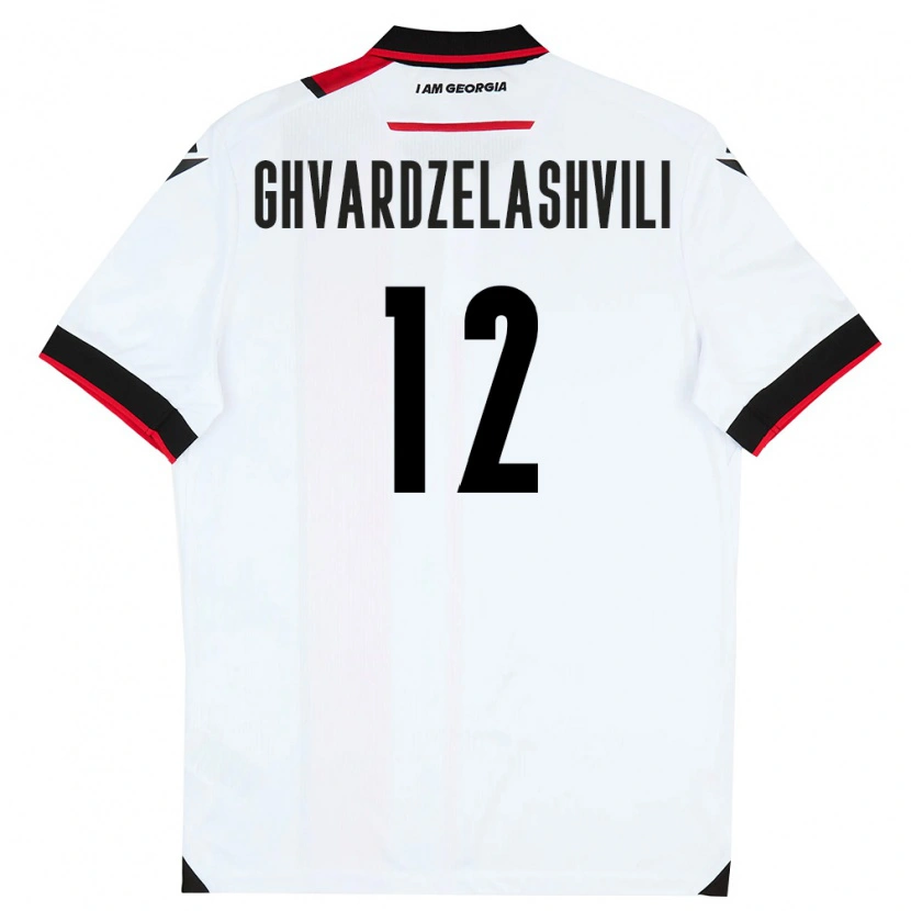 Danxen Hombre Camiseta Georgia Davit Ghvardzelashvili #12 Blanco Negro Rojo 1ª Equipación 26-28 La Camisa