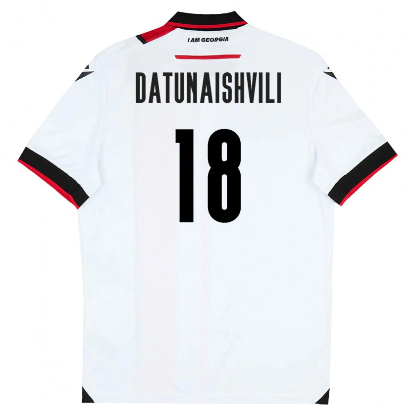 Danxen Hombre Camiseta Georgia Gega Datunaishvili #18 Blanco Negro Rojo 1ª Equipación 26-28 La Camisa
