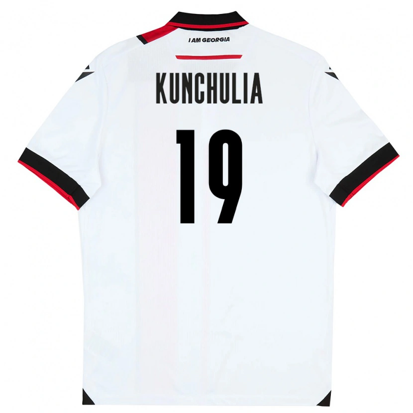 Danxen Hombre Camiseta Georgia Aleksandre Kunchulia #19 Blanco Negro Rojo 1ª Equipación 26-28 La Camisa