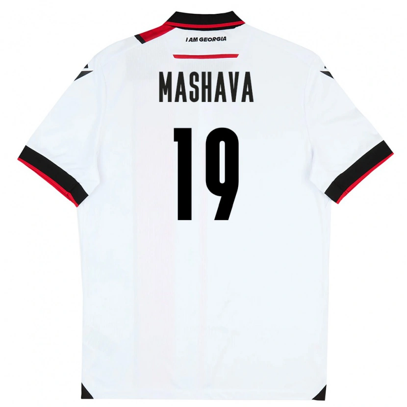 Danxen Hombre Camiseta Georgia Avtandil Mashava #19 Blanco Negro Rojo 1ª Equipación 26-28 La Camisa