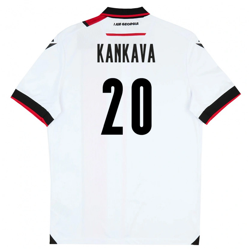 Danxen Hombre Camiseta Georgia Jaba Kankava #20 Blanco Negro Rojo 1ª Equipación 26-28 La Camisa