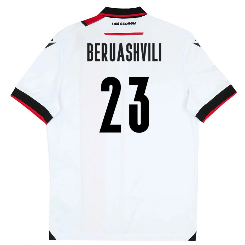 Danxen Hombre Camiseta Georgia Papuna Beruashvili #23 Blanco Negro Rojo 1ª Equipación 26-28 La Camisa