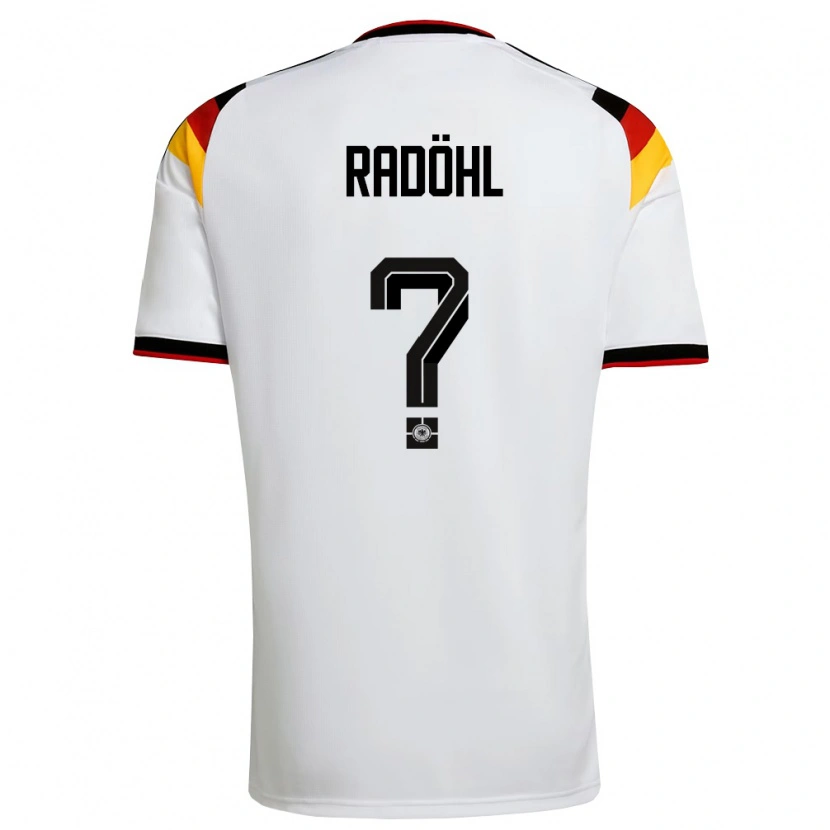 Danxen Hombre Camiseta Alemania Tim Radöhl #0 Blanco Negro Rojo 1ª Equipación 26-28 La Camisa