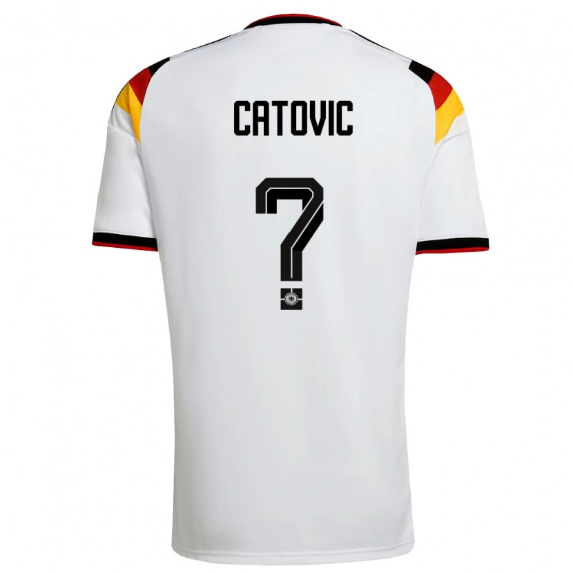 Danxen Hombre Camiseta Alemania Mirza Catovic #0 Blanco Negro Rojo 1ª Equipación 26-28 La Camisa