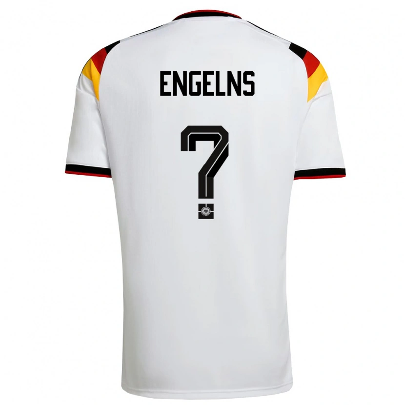 Danxen Hombre Camiseta Alemania Luis Engelns #0 Blanco Negro Rojo 1ª Equipación 26-28 La Camisa