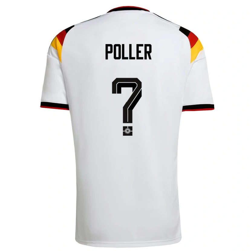 Danxen Hombre Camiseta Alemania Tiago Poller #0 Blanco Negro Rojo 1ª Equipación 26-28 La Camisa