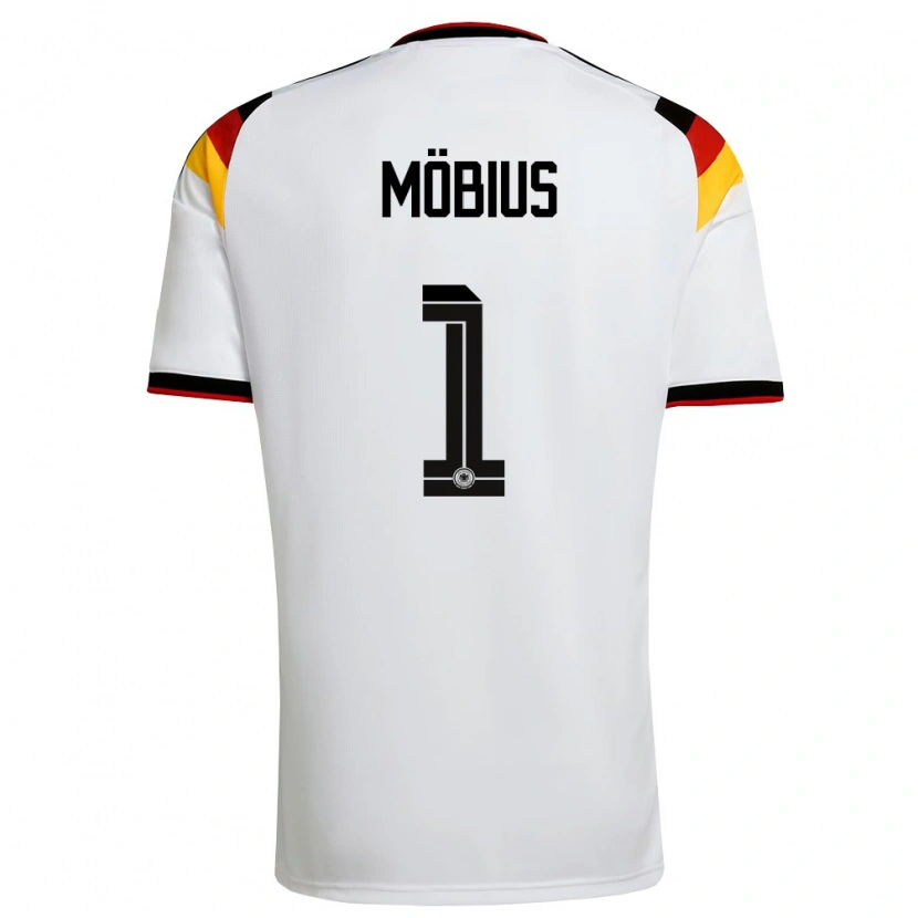 Danxen Hombre Camiseta Alemania Tjark Möbius #1 Blanco Negro Rojo 1ª Equipación 26-28 La Camisa