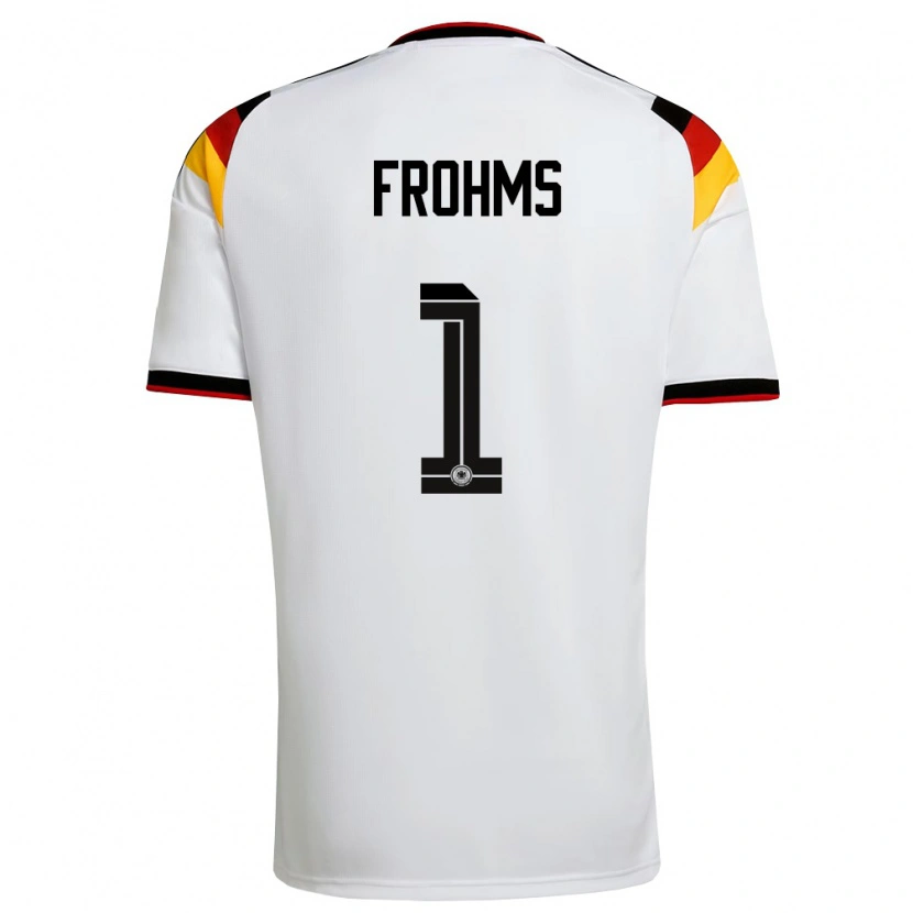 Danxen Hombre Camiseta Alemania Merle Frohms #1 Blanco Negro Rojo 1ª Equipación 26-28 La Camisa