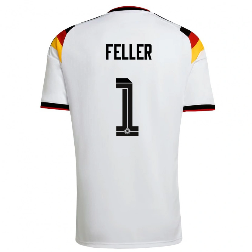 Danxen Hombre Camiseta Alemania Frank Feller #1 Blanco Negro Rojo 1ª Equipación 26-28 La Camisa