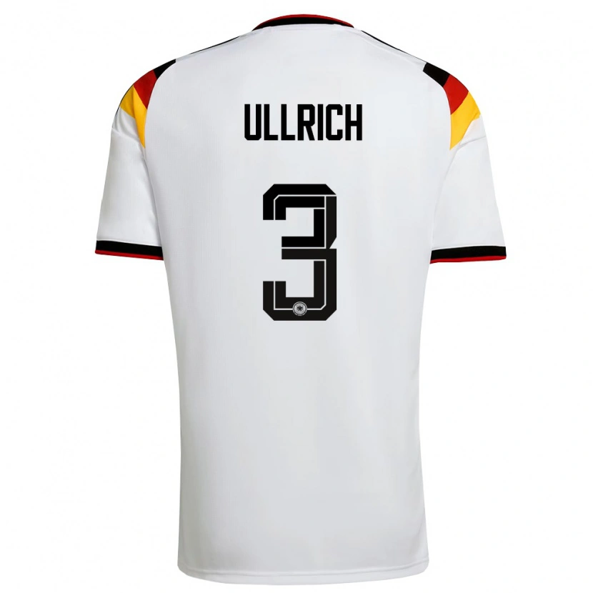Danxen Hombre Camiseta Alemania Lukas Ullrich #3 Blanco Negro Rojo 1ª Equipación 26-28 La Camisa