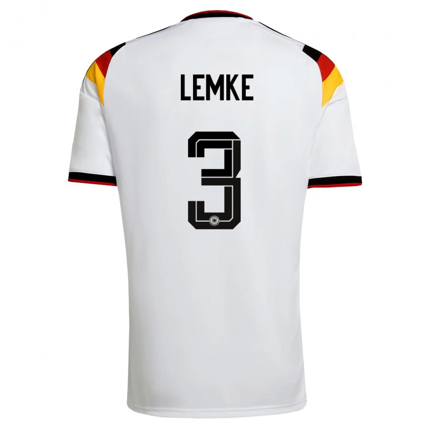 Danxen Hombre Camiseta Alemania Louis Lemke #3 Blanco Negro Rojo 1ª Equipación 26-28 La Camisa