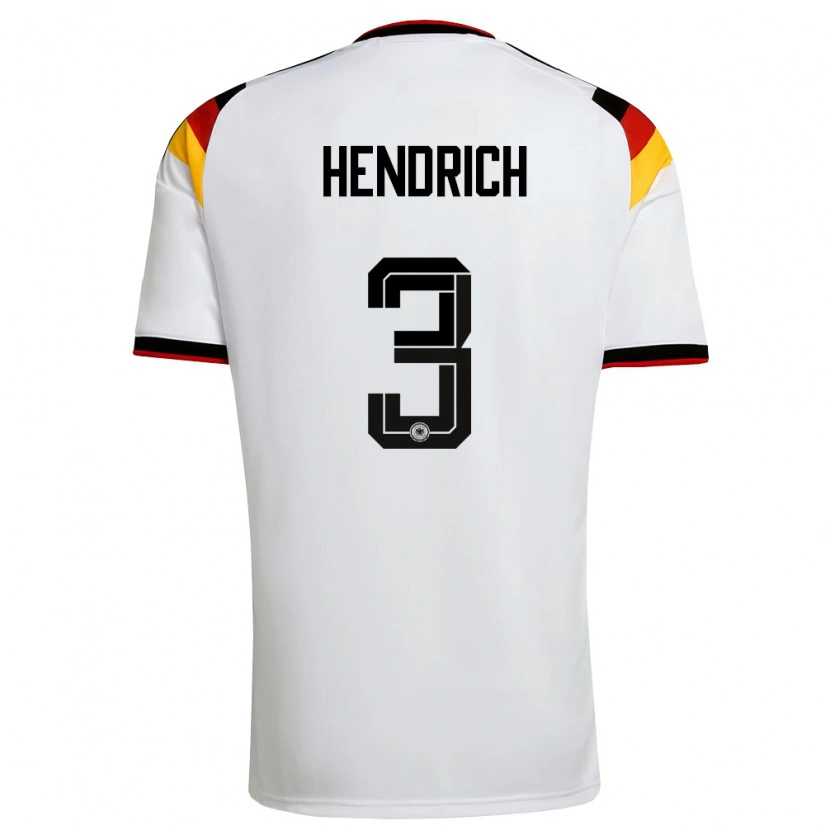 Danxen Hombre Camiseta Alemania Kathrin Hendrich #3 Blanco Negro Rojo 1ª Equipación 26-28 La Camisa