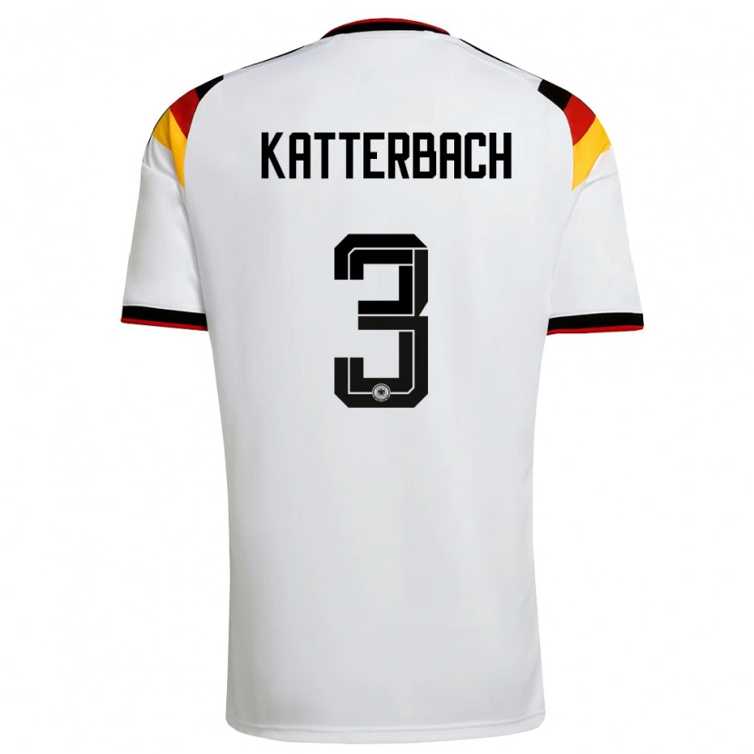 Danxen Hombre Camiseta Alemania Noah Katterbach #3 Blanco Negro Rojo 1ª Equipación 26-28 La Camisa