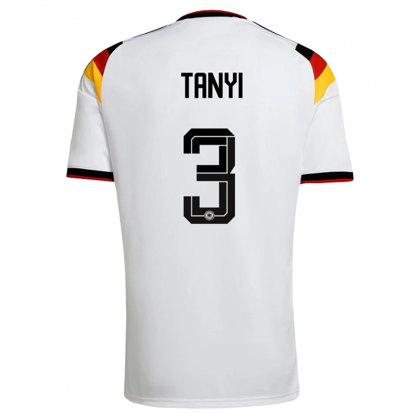 Danxen Hombre Camiseta Alemania Paul Tanyi #3 Blanco Negro Rojo 1ª Equipación 26-28 La Camisa