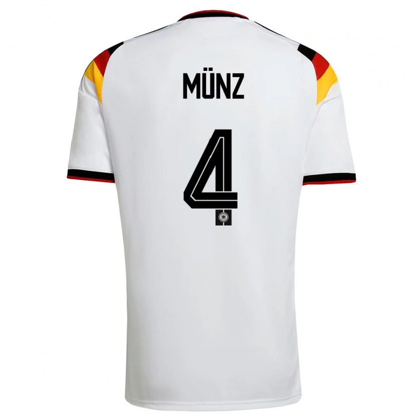 Danxen Hombre Camiseta Alemania Reno Münz #4 Blanco Negro Rojo 1ª Equipación 26-28 La Camisa