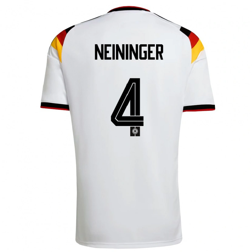 Danxen Hombre Camiseta Alemania Till Neininger #4 Blanco Negro Rojo 1ª Equipación 26-28 La Camisa