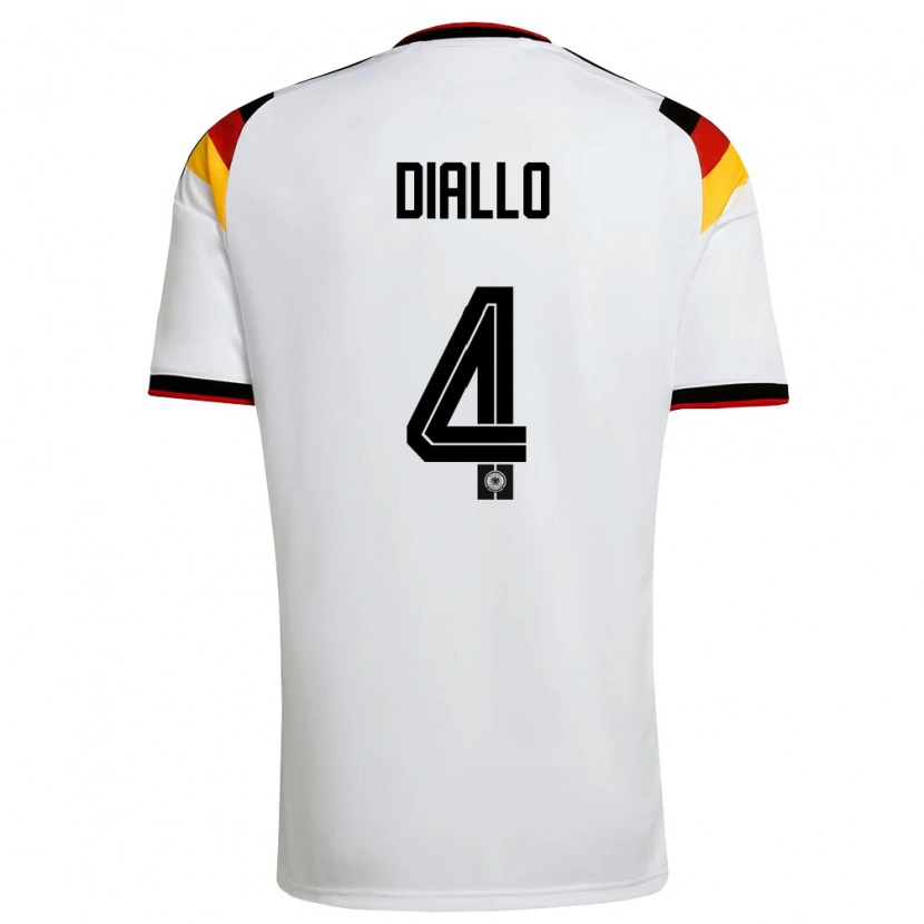 Danxen Hombre Camiseta Alemania Jerome Diallo #4 Blanco Negro Rojo 1ª Equipación 26-28 La Camisa