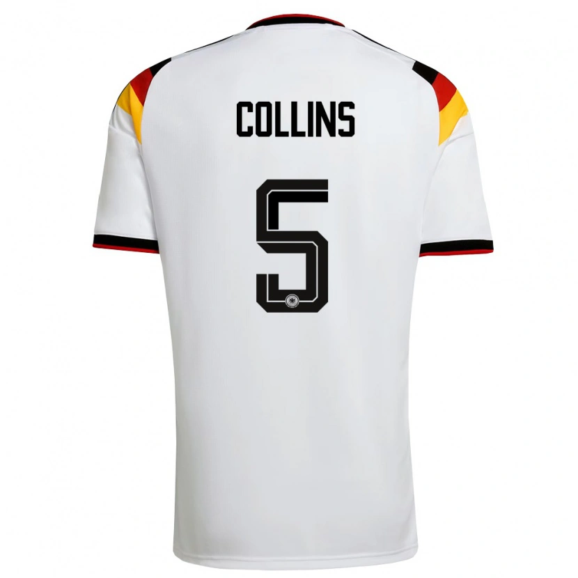 Danxen Hombre Camiseta Alemania Nnamdi Collins #5 Blanco Negro Rojo 1ª Equipación 26-28 La Camisa
