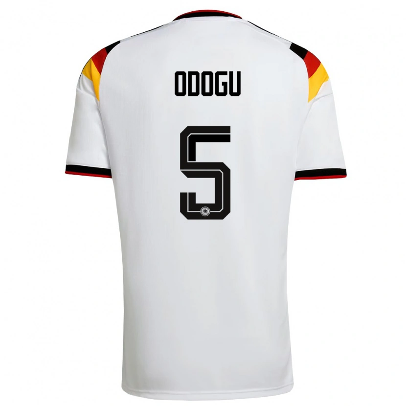 Danxen Hombre Camiseta Alemania David Odogu #5 Blanco Negro Rojo 1ª Equipación 26-28 La Camisa