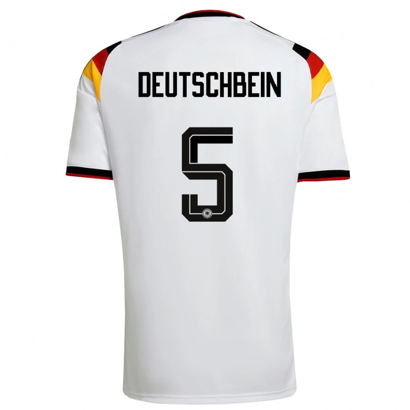 Danxen Hombre Camiseta Alemania Lasse Deutschbein #5 Blanco Negro Rojo 1ª Equipación 26-28 La Camisa