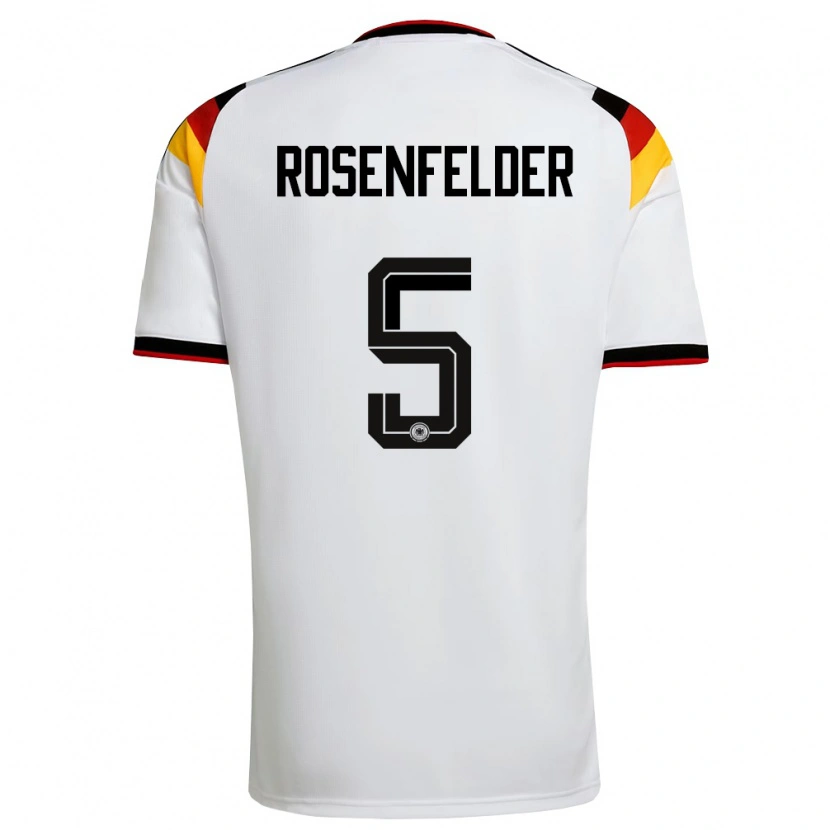 Danxen Hombre Camiseta Alemania Max Rosenfelder #5 Blanco Negro Rojo 1ª Equipación 26-28 La Camisa
