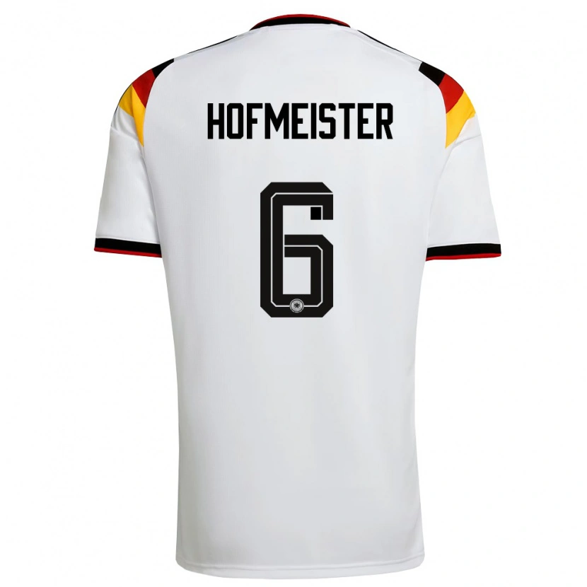 Danxen Hombre Camiseta Alemania Dion Hofmeister #6 Blanco Negro Rojo 1ª Equipación 26-28 La Camisa
