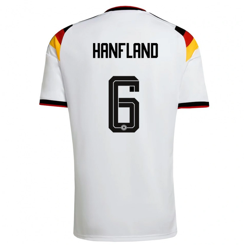 Danxen Hombre Camiseta Alemania Paul Hanfland #6 Blanco Negro Rojo 1ª Equipación 26-28 La Camisa