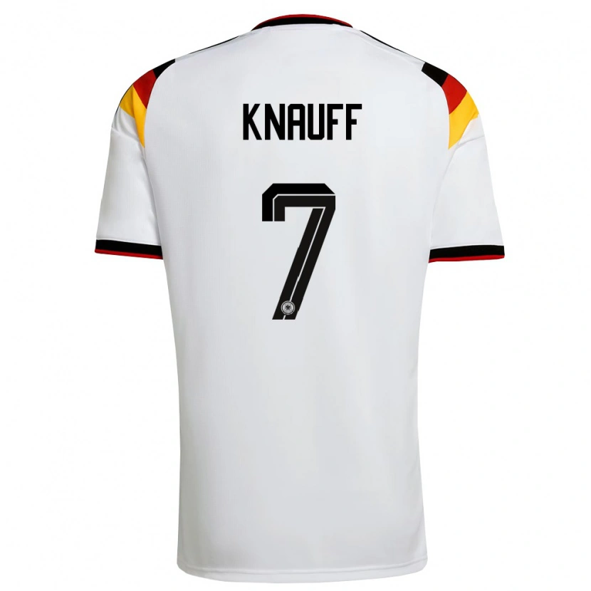 Danxen Hombre Camiseta Alemania Ansgar Knauff #7 Blanco Negro Rojo 1ª Equipación 26-28 La Camisa