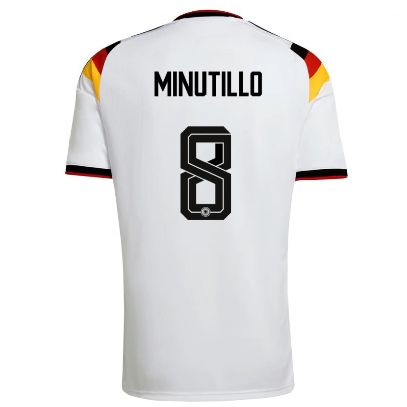 Danxen Hombre Camiseta Alemania Gabriel Minutillo #8 Blanco Negro Rojo 1ª Equipación 26-28 La Camisa