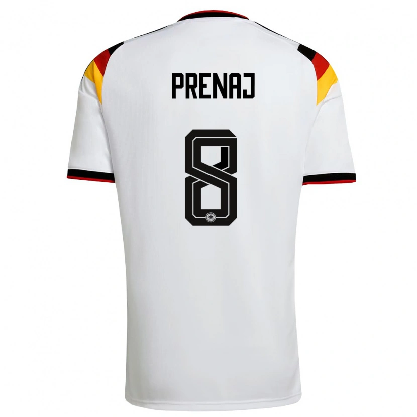 Danxen Hombre Camiseta Alemania Christian Prenaj #8 Blanco Negro Rojo 1ª Equipación 26-28 La Camisa