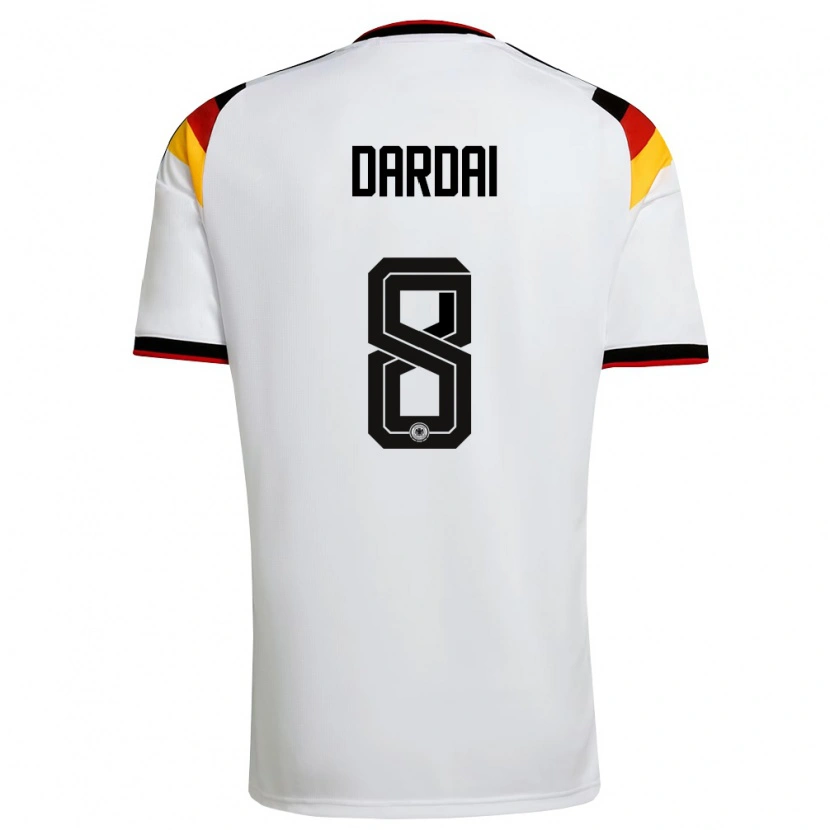 Danxen Hombre Camiseta Alemania Bence Dárdai #8 Blanco Negro Rojo 1ª Equipación 26-28 La Camisa