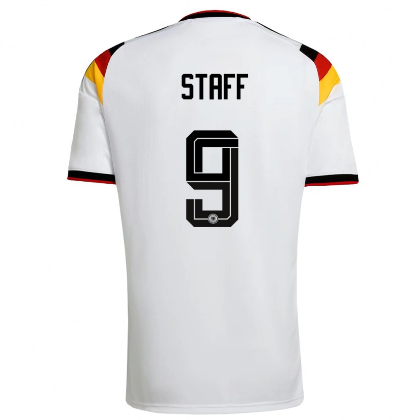 Danxen Hombre Camiseta Alemania Alexander Staff #9 Blanco Negro Rojo 1ª Equipación 26-28 La Camisa