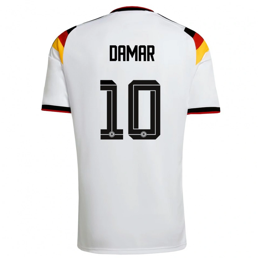 Danxen Hombre Camiseta Alemania Muhammed Damar #10 Blanco Negro Rojo 1ª Equipación 26-28 La Camisa
