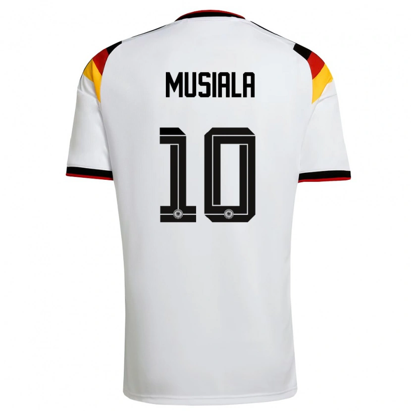 Danxen Hombre Camiseta Alemania Jamal Musiala #10 Blanco Negro Rojo 1ª Equipación 26-28 La Camisa