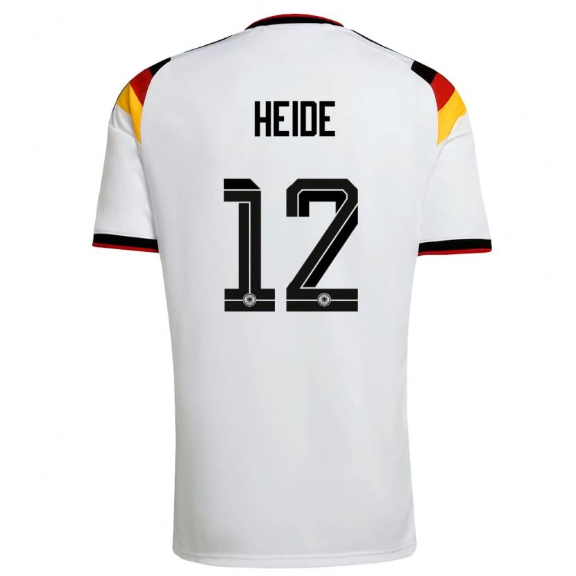 Danxen Hombre Camiseta Alemania Konstantin Heide #12 Blanco Negro Rojo 1ª Equipación 26-28 La Camisa