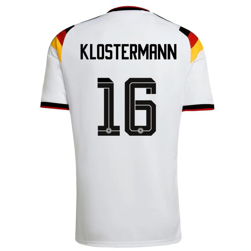 Danxen Hombre Camiseta Alemania Lukas Klostermann #16 Blanco Negro Rojo 1ª Equipación 26-28 La Camisa