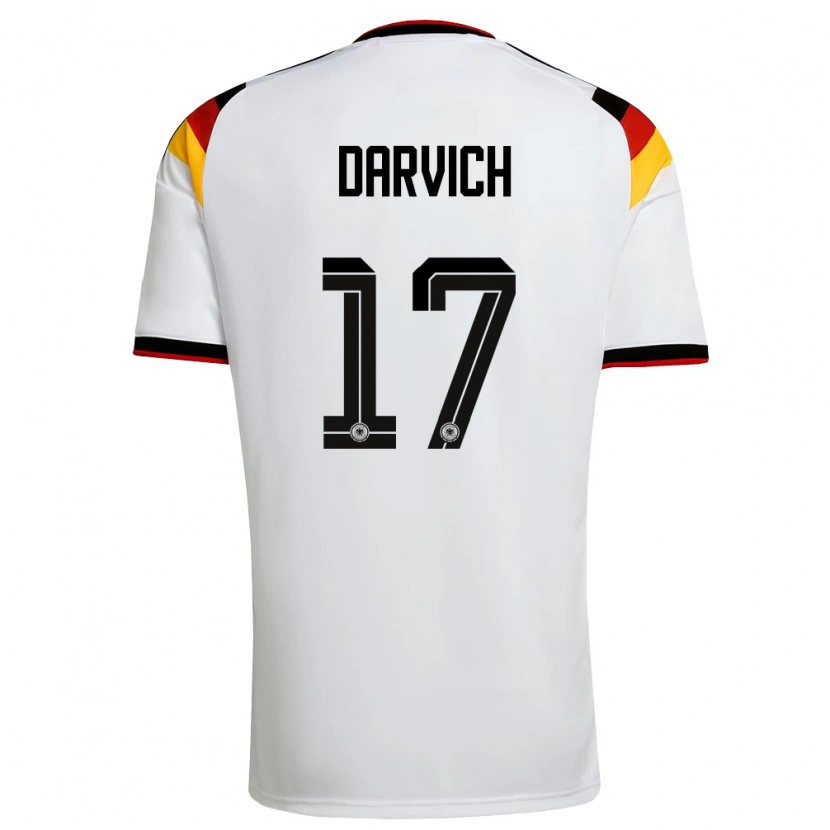 Danxen Hombre Camiseta Alemania Noah Darvich #17 Blanco Negro Rojo 1ª Equipación 26-28 La Camisa