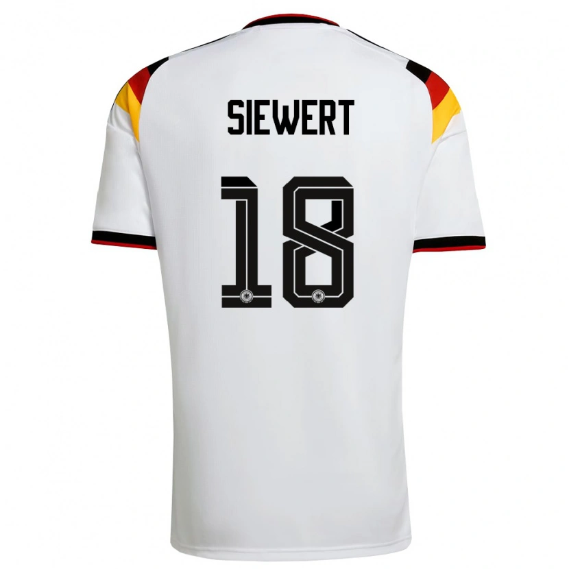 Danxen Hombre Camiseta Alemania Joschua Siewert #18 Blanco Negro Rojo 1ª Equipación 26-28 La Camisa