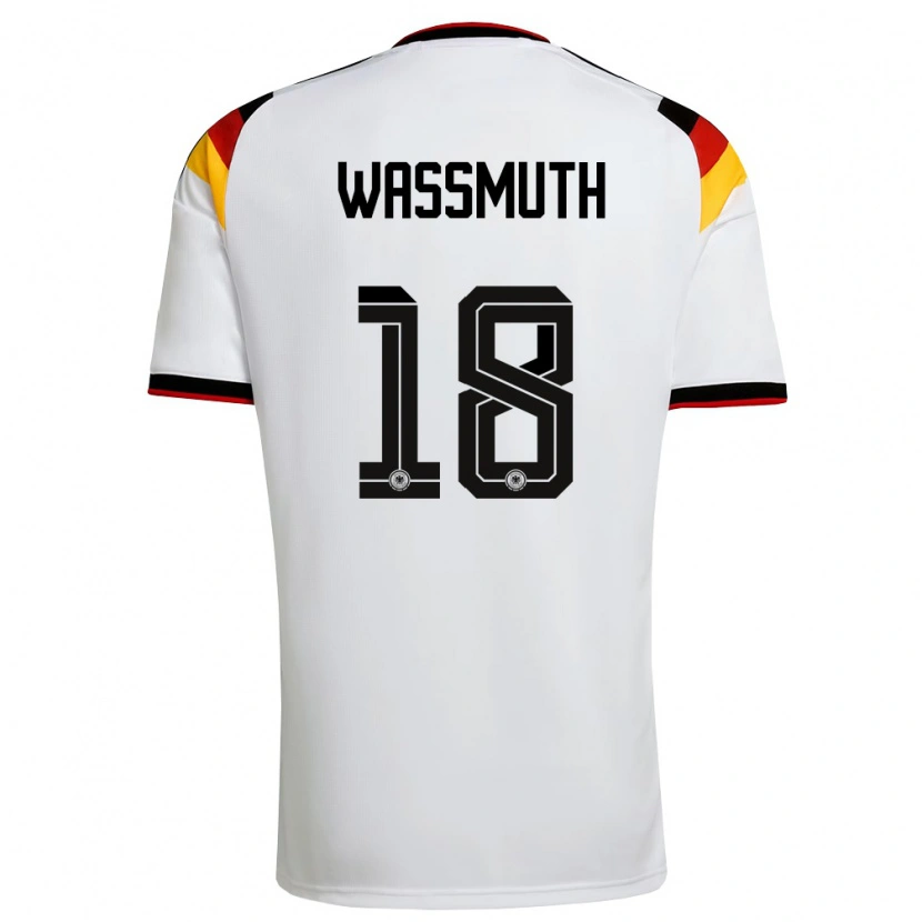 Danxen Hombre Camiseta Alemania Tabea Wabmuth #18 Blanco Negro Rojo 1ª Equipación 26-28 La Camisa